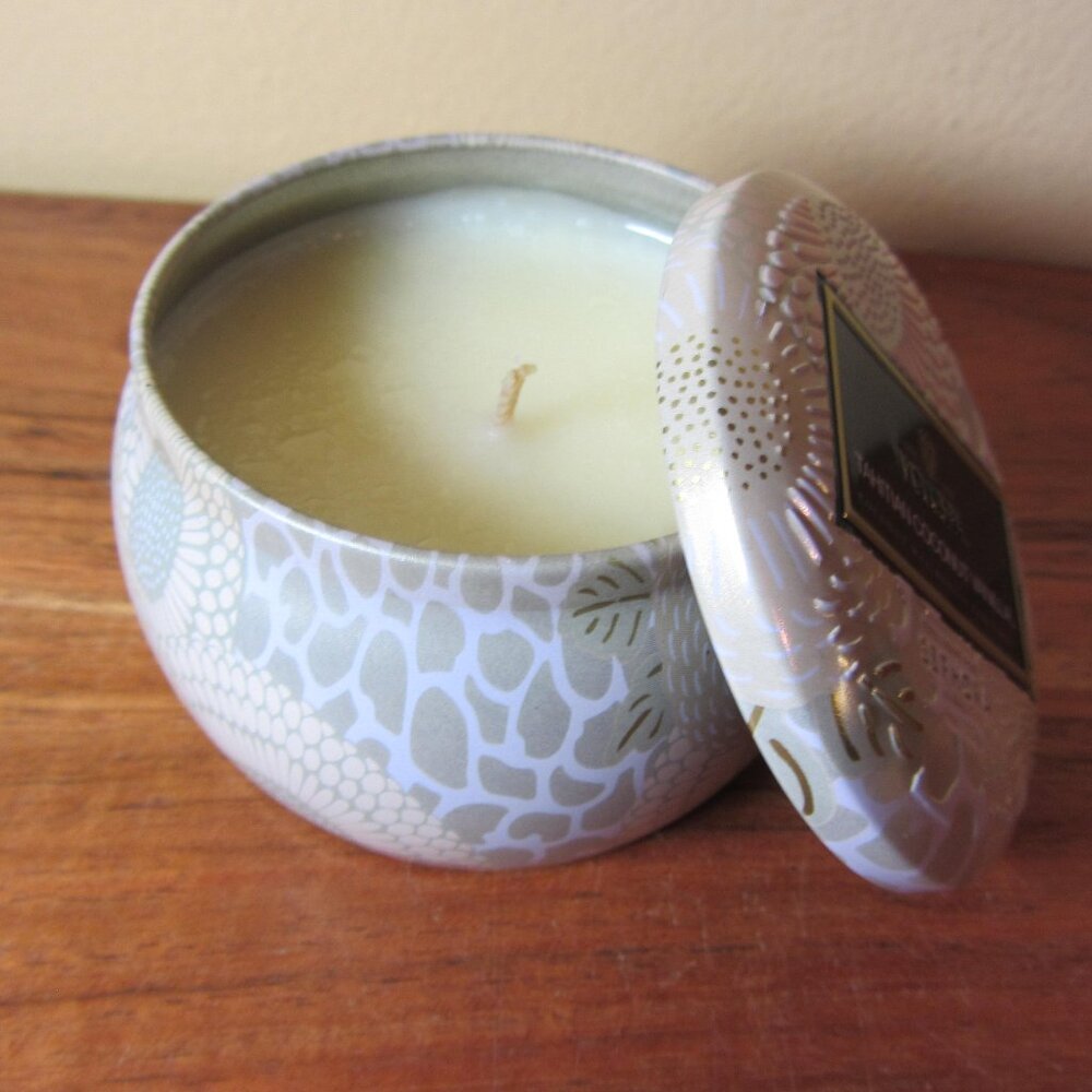3 for $36 - 4 oz voluspa tin candle tahitian coconut vanilla UNUSED (W5846)